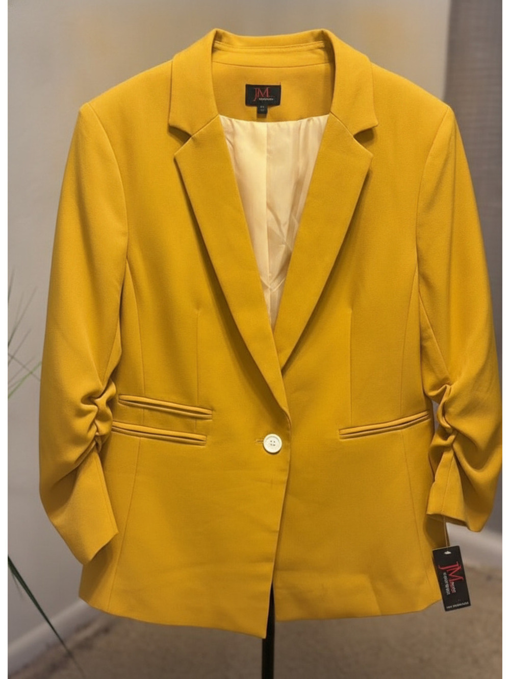 JM Collection Women's Mustard Yellow Blazer Jacket Size 8